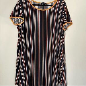 Vibe Sportswear Striped Short Sleeve Mini Dress Size 1X